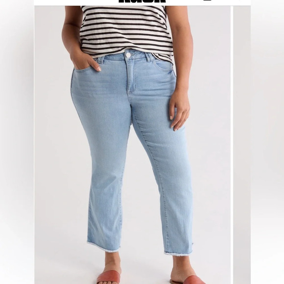 Democracy High Waist Raw Hem Crop Flare Jeans size 24 24W New with tags‎ NWT - Picture 1 of 3